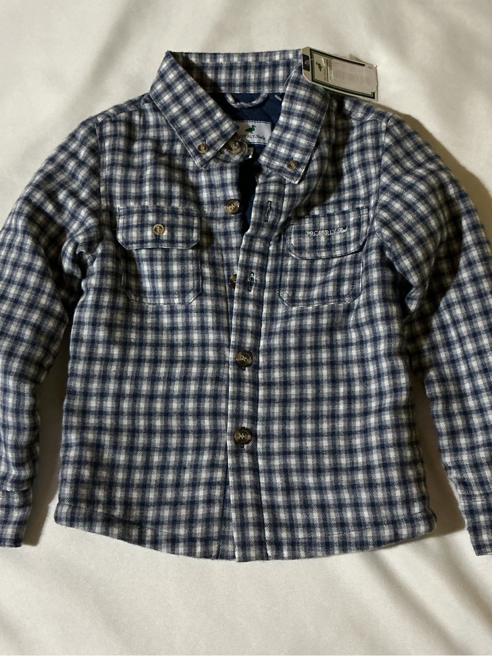 Properly Tied Boys Blue & White Plaid Button-Down Shirt Jacket